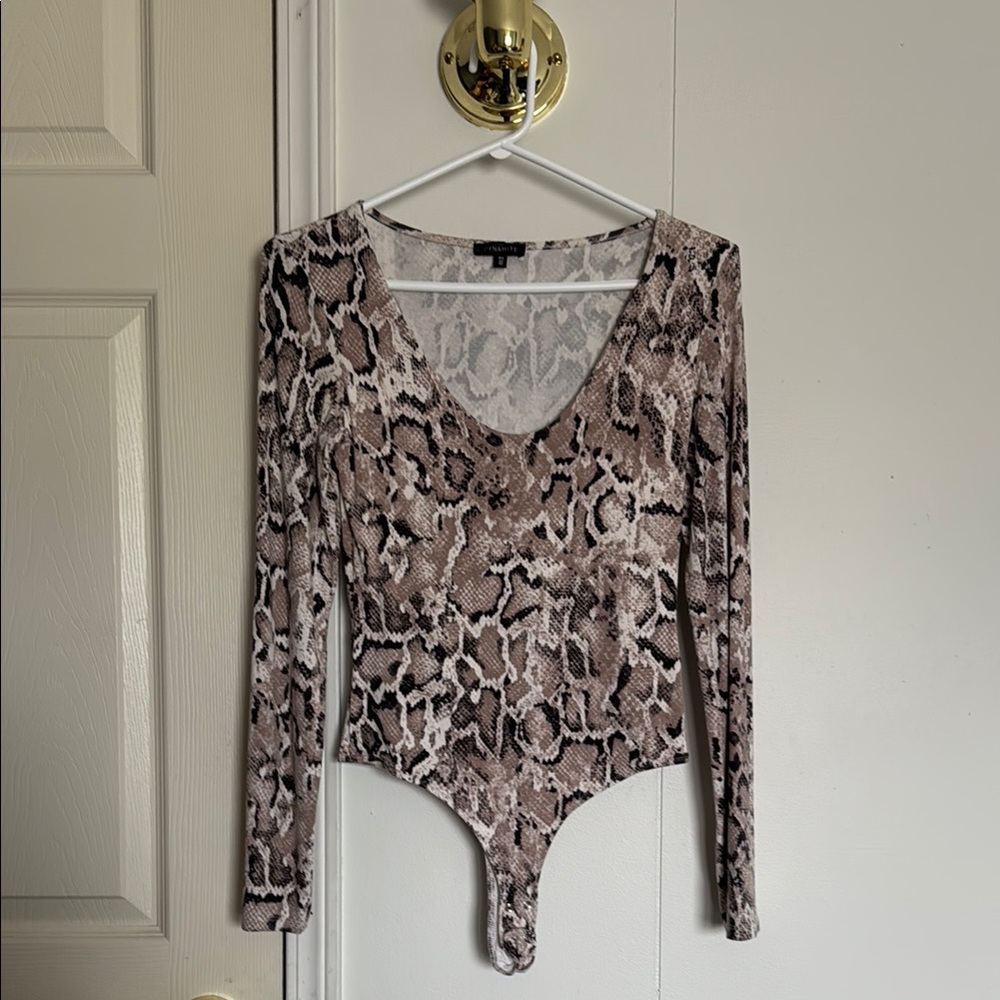 DYNAMITE Snake Print Long Sleeve Bodysuit S